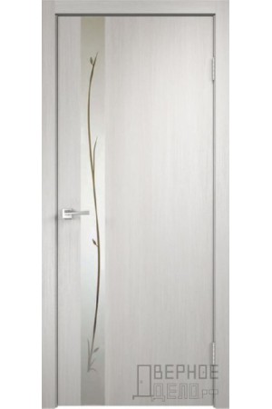 Межкомнатная дверь Smart Z1 ПО Зеркало веточки серебро Дуб Белый от производителя VellDoris
